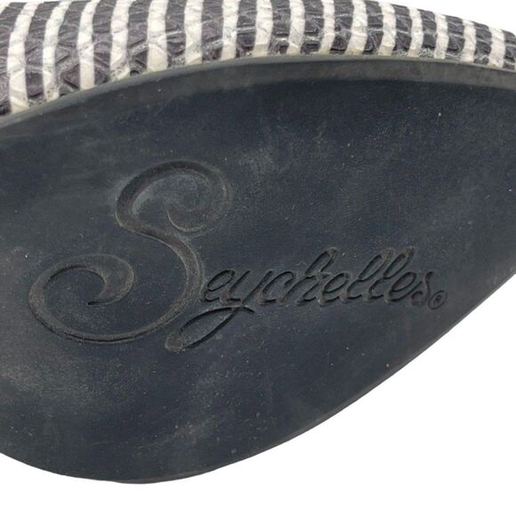 Seychelles Black & White Stripe Heels Rubber Sole Pointed Toe - Picture 8 of 9